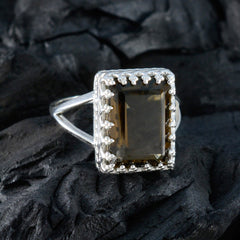 Rosa Modern Brown Solitaire Ring with Silver Band