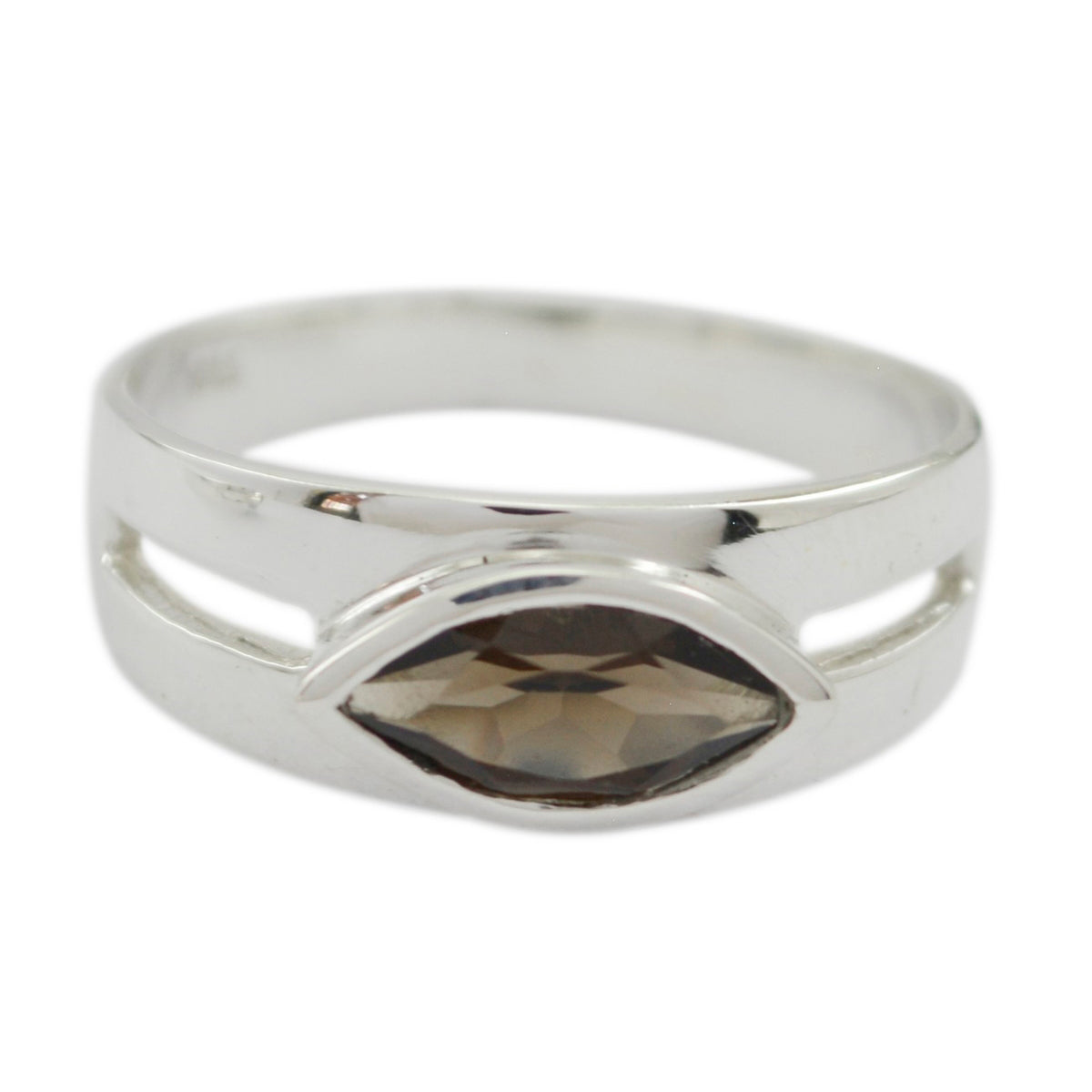 Bianca Modern Brown Solitaire Ring in Sterling Silver smoky quartz Brown