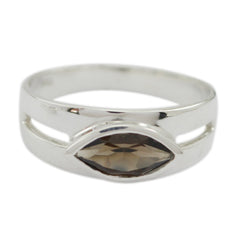 Bianca Modern Brown Solitaire Ring in Sterling Silver smoky quartz Brown