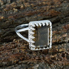 Rosa Modern Brown Solitaire Ring with Silver Band