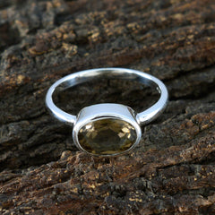 Hua Modern Brown Solitaire Ring with Oval Gemstone