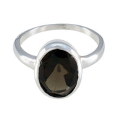 Nella Modern Brown Solitaire Ring in Sterling Silver Smoky Quartz Brown