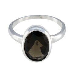 Nella Modern Brown Solitaire Ring in Sterling Silver Smoky Quartz Brown