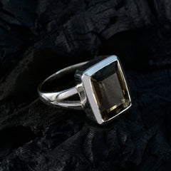 Hazel Modern Brown Solitaire Ring with Silver Band