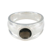 Sarah Modern Brown Solitaire Ring in Sterling Silver Smoky Quartz Brown