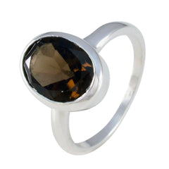 Nella Modern Brown Solitaire Ring in Sterling Silver