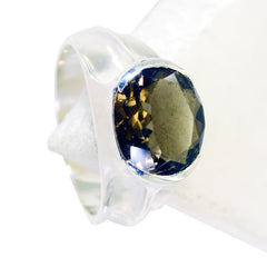 Araya Modern Brown Solitaire Ring with Silver Band