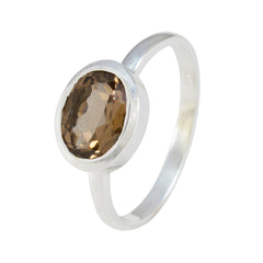 Hua Modern Brown Solitaire Ring with Oval Gemstone