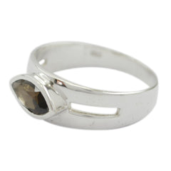 Bianca Modern Brown Solitaire Ring in Sterling Silver