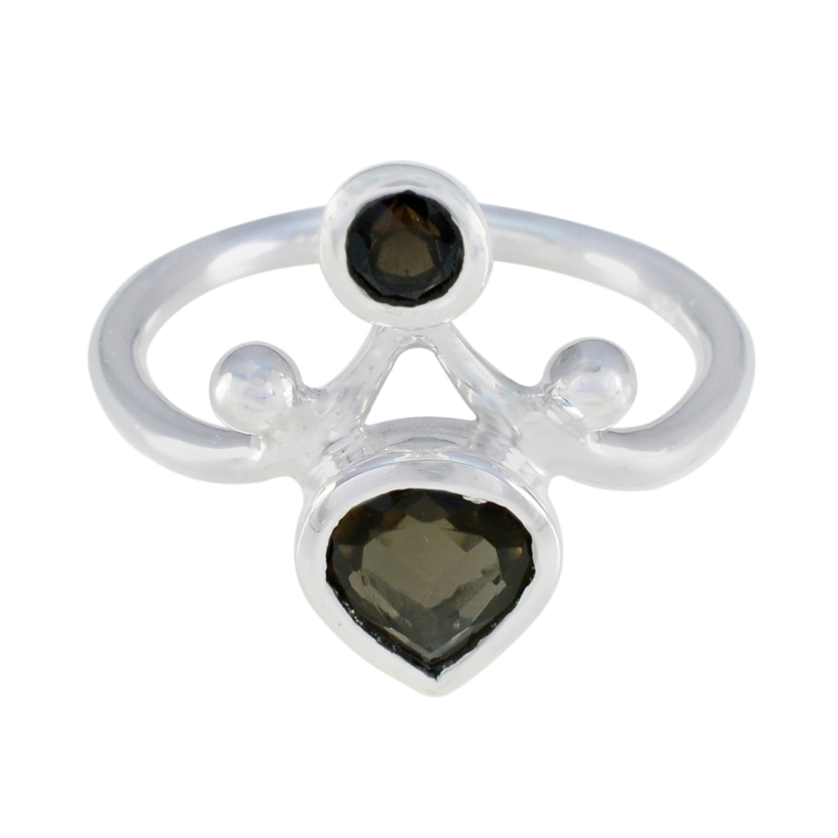 Sofia modern brown toi et moi ring with two brown gemstones set in silver band