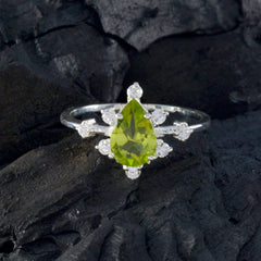 Ivy Modern Green Gemstone Ring with Silver Accents