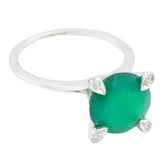 Liyana Modern Green Gemstone Ring with Silver Band Green Onyx Green