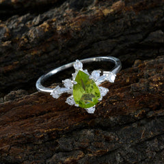 Ivy Modern Green Gemstone Ring with Silver Accents