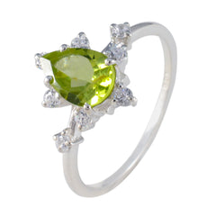 Ivy Modern Green Gemstone Ring with Silver Accents