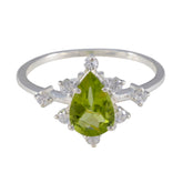 Ivy Modern Green Gemstone Ring with Silver Accents Peridot Green