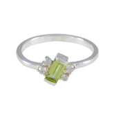 Saanvi modern green gemstone ring with rectangular green stone and silver band