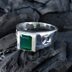 Araya Modern Green Solitaire Ring with Silver Band