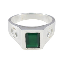 Araya Modern Green Solitaire Ring with Silver Band Green Onyx Green