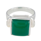 Agnes Modern Green Solitaire Ring with Silver Band Green Onyx Green