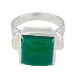 Agnes Modern Green Solitaire Ring with Silver Band Green Onyx Green