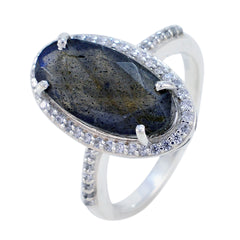Mariana Modern Grey Gemstone Halo Ring with Silver Band