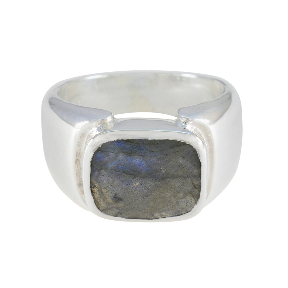 Priya Modern Grey Solitaire Ring with Labradorite Stone Labradorite Gray