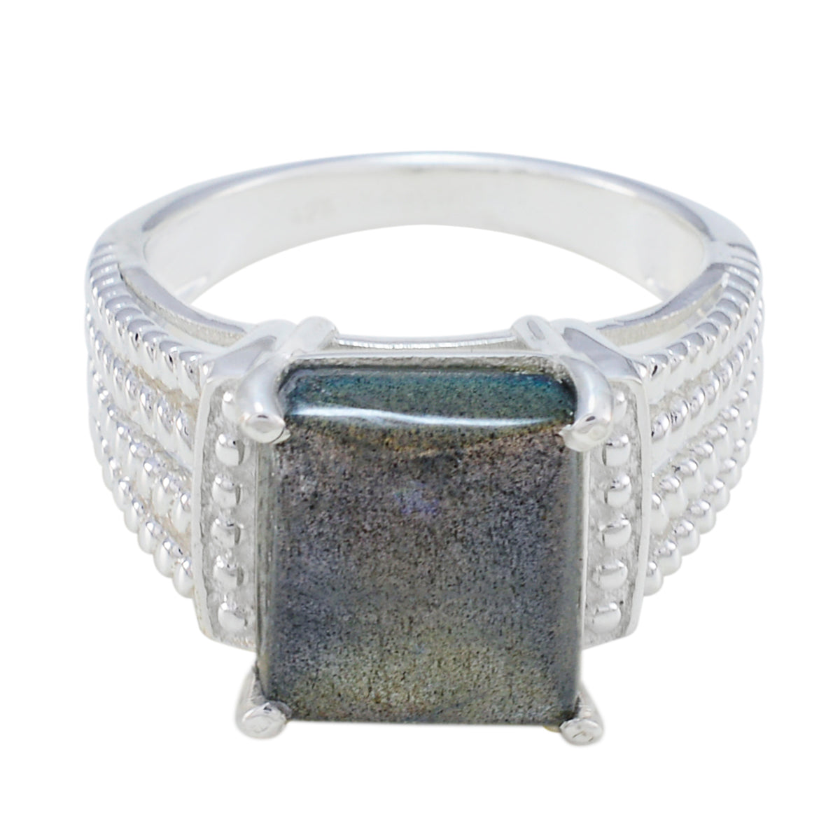 Alejandra Modern Grey Solitaire Ring Labradorite Gray
