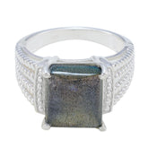 Alejandra Modern Grey Solitaire Ring Labradorite Gray