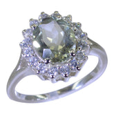 Lucia Modern Light Green Halo Ring with Gemstones Green Amethyst Green