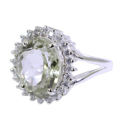 Lucia Modern Light Green Halo Ring with Gemstones