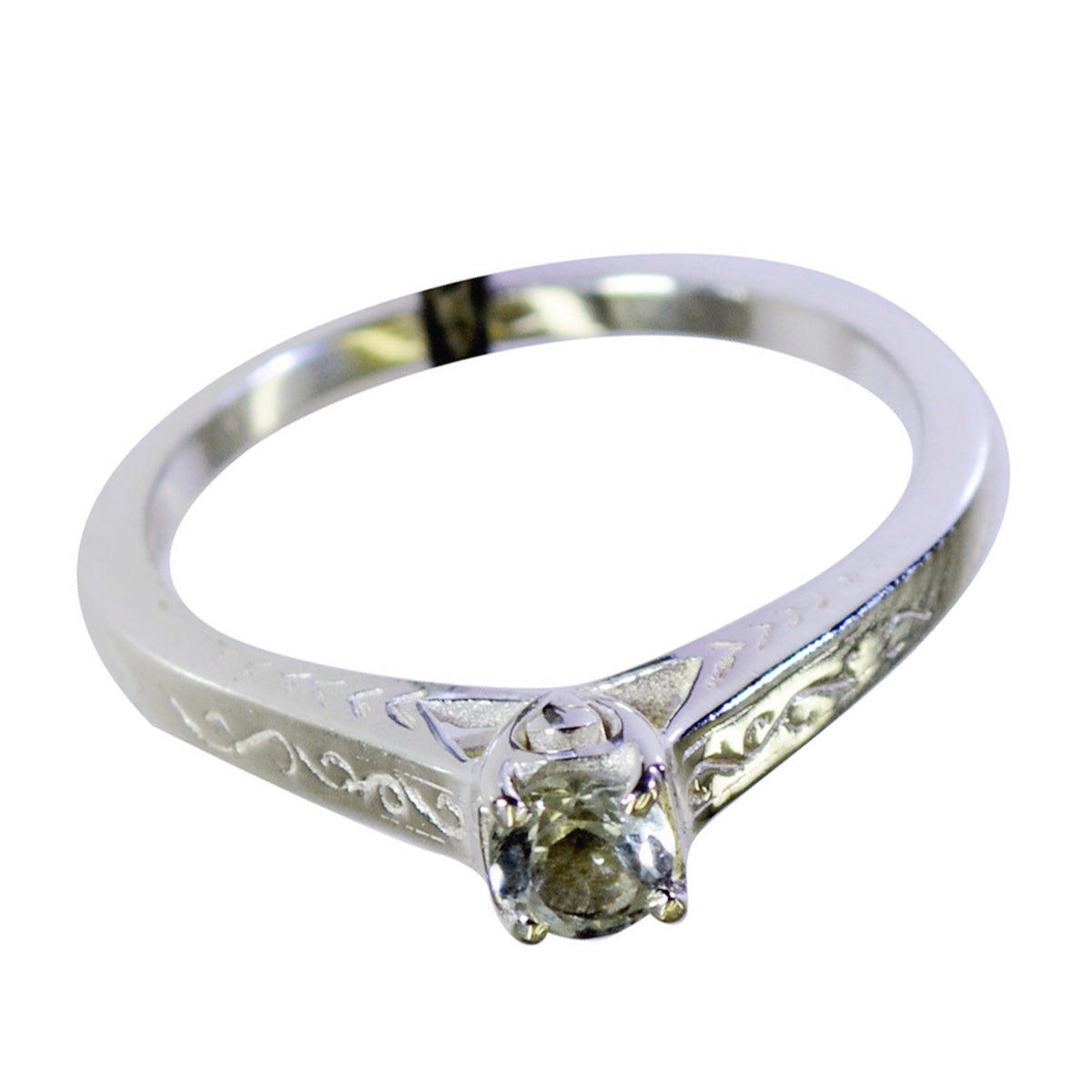 Chen Modern Light Green Solitaire Ring Green Amethyst Green