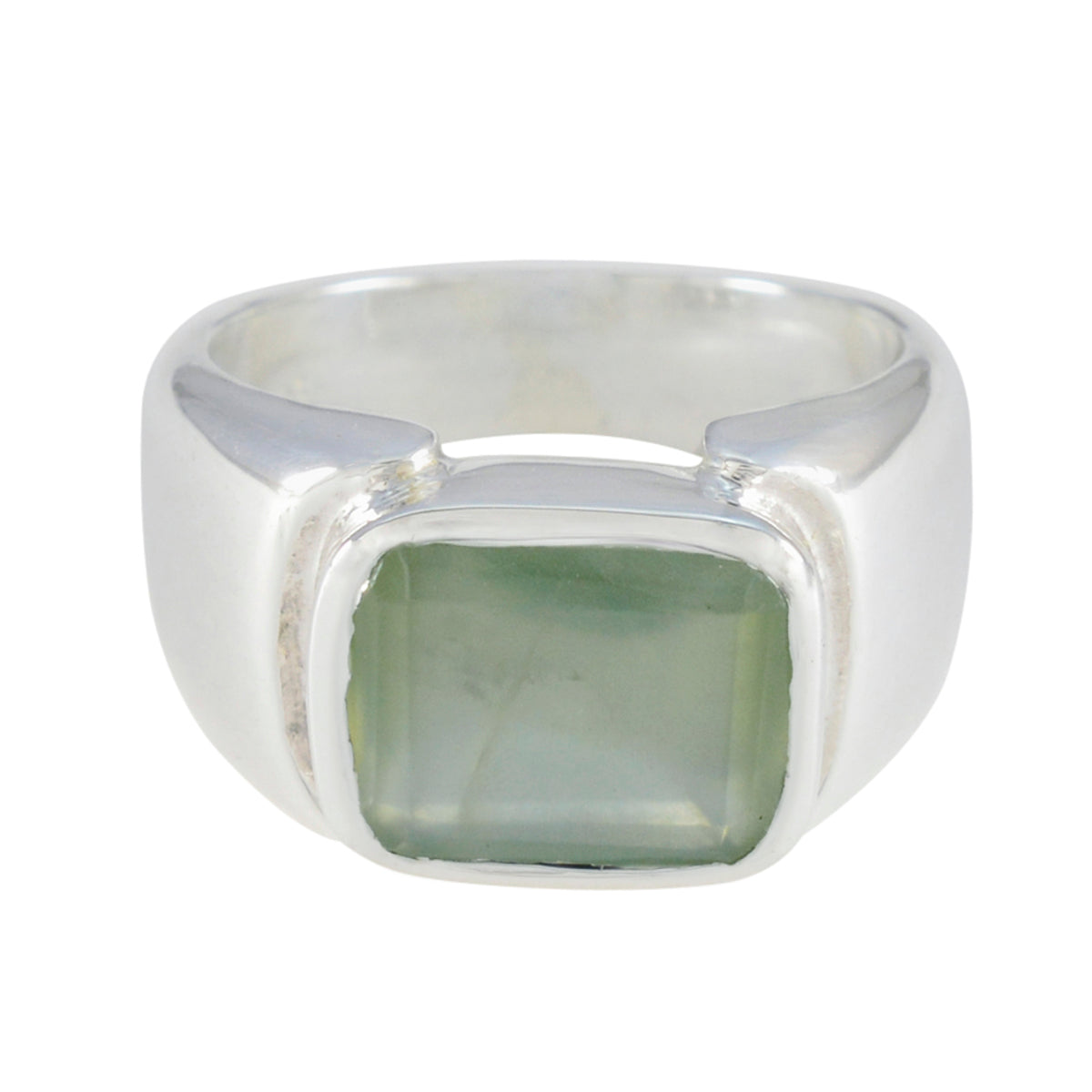 Gabriela Modern Light Green Solitaire Ring Prehnite Green