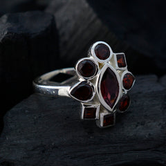 Aisha Modern Navratna Ring with Red Gemstones