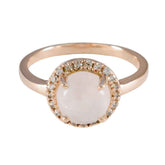 Aisha Modern Pink Halo Ring with Gemstone Accent Rose Quartz Pink