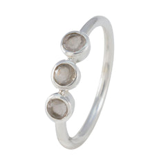 Saanvi modern pink trilogy ring with three round stones set in silver band