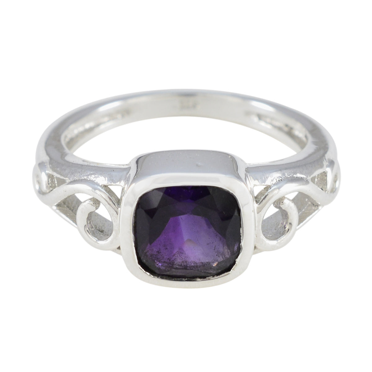 Skylar Modern Purple Gemstone Ring in Sterling Silver Amethyst Purple