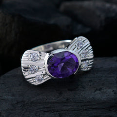 Pilar Modern Purple Halo Ring with Gemstone Accent