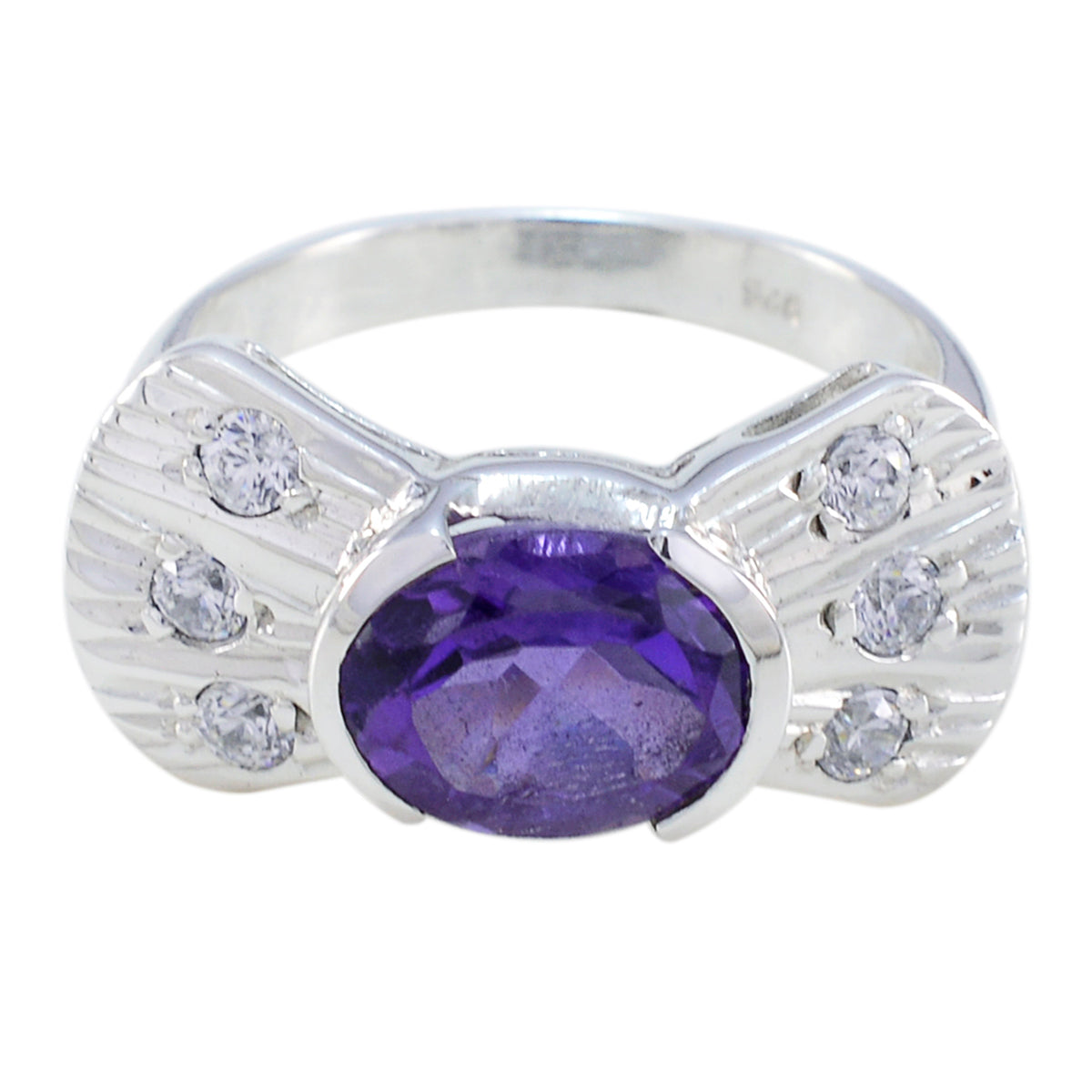 Pilar Modern Purple Halo Ring with Gemstone Accent Amethyst Purple