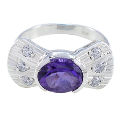 Pilar Modern Purple Halo Ring with Gemstone Accent Amethyst Purple