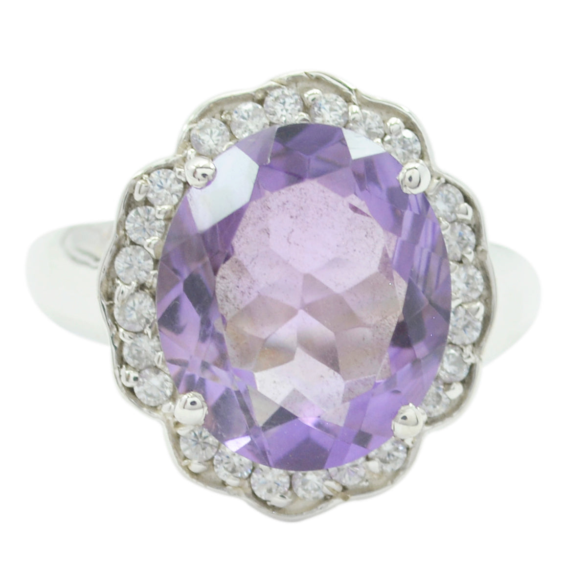 Greta Modern Purple Halo Ring with Gemstones Amethyst Purple