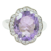 Greta Modern Purple Halo Ring with Gemstones Amethyst Purple