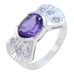 Pilar Modern Purple Halo Ring with Gemstone Accent