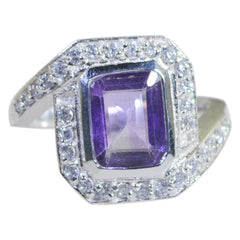 Milagros Modern Purple Halo Ring with Gemstones