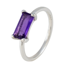 Mei Modern Purple Solitaire Ring with Silver Band