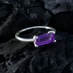 Mei Modern Purple Solitaire Ring with Silver Band