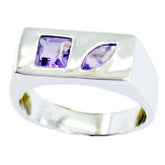 Laura modern purple toi et moi ring with square and marquise purple gemstones set in silver band