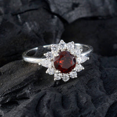Siti Modern Red Gemstone Halo Ring in Sterling Silver