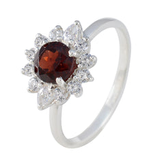 Siti Modern Red Gemstone Halo Ring in Sterling Silver