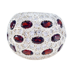 Agnes Modern Red Gemstone Ring with Sparkling Stones
