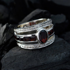 Nova Modern Red Gemstone Ring with Silver Accents